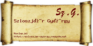 Szloszjár György névjegykártya